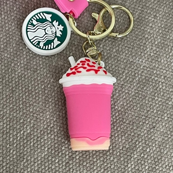 NEW Starbucks Coffee Keychain with Charms + Strap | Pink Drink - Picture 3 of 3